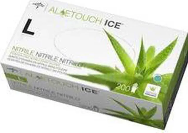 Alt view image 12 of 13 - Medline Aloetouch Ice Nitrile Exam Gloves Large Green 200/Box MDS195286