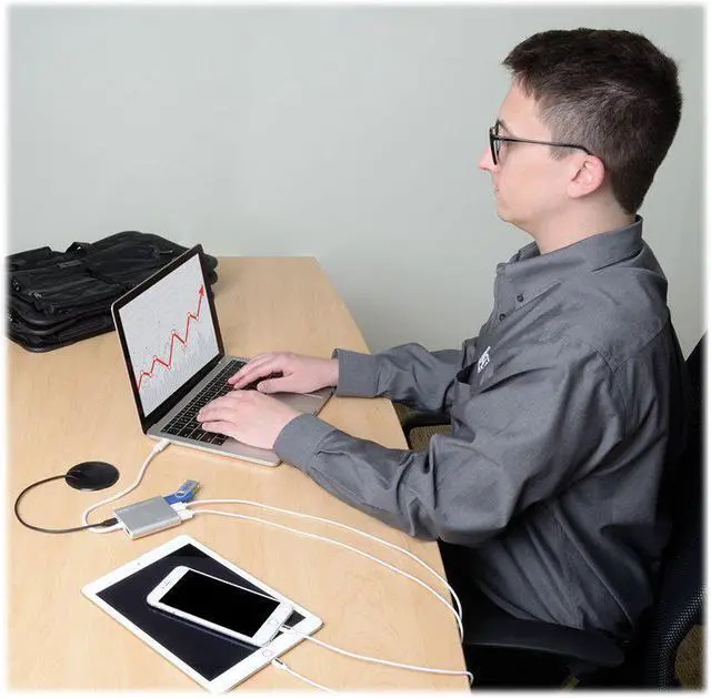 Alt view image 9 of 17 - Tripp Lite 4-Port Portable USB 3.1 Gen 1 USB Type-C USB-C Hub Tablet Laptop (U460-004-4A)