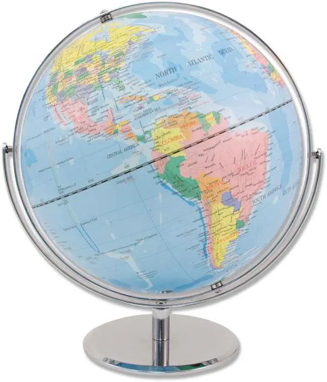 Alt view image 5 of 11 - Advantus 12-Inch Globe with Blue Oceans Silver-Toned Metal Desktop Base Full-Meridian 30502