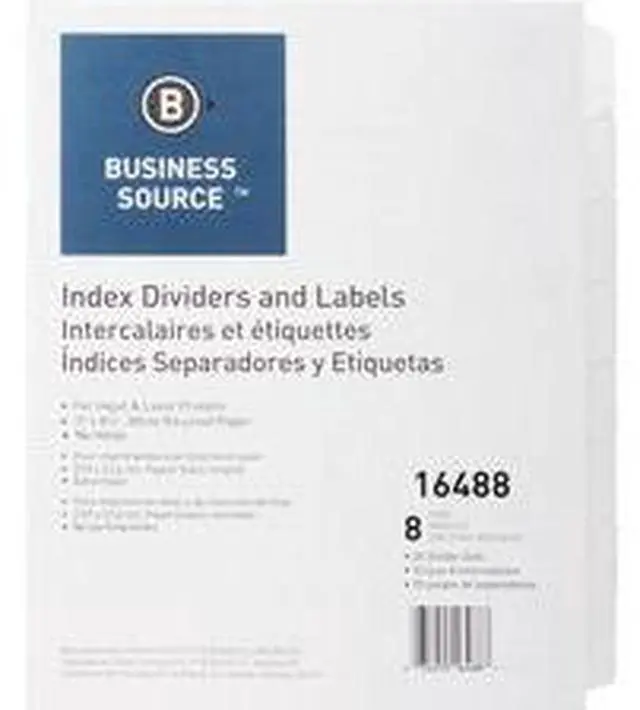 Alt view image 7 of 8 - Business Source Index Dividers Unpunched 8-Tab 25 Sets/BX White 16488