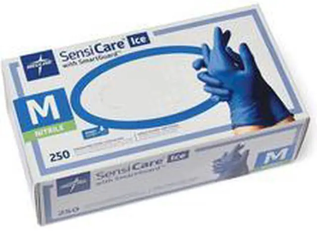Alt view image 4 of 4 - Medline Sensicare Ice Nitrile Exam Gloves Powder-Free Medium Blue 250/Box