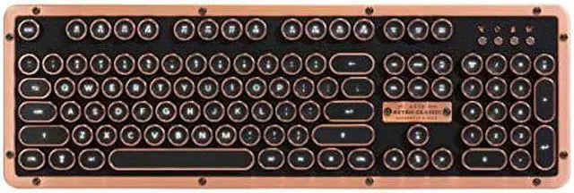 Alt view image 13 of 15 - azio retro classic bluetooth artisan luxury vintage backlit mechanical keyboard, black/copper mkretrolbt03us