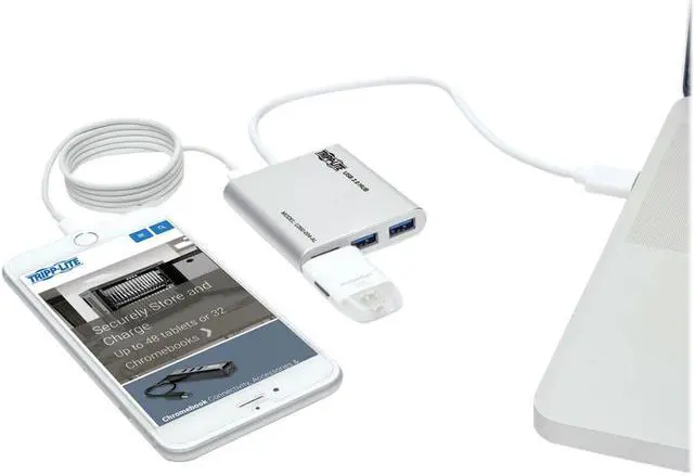 Alt view image 11 of 15 - Tripp Lite 4-Port Portable USB 3.0 SuperSpeed Mini Hub, Aluminum
