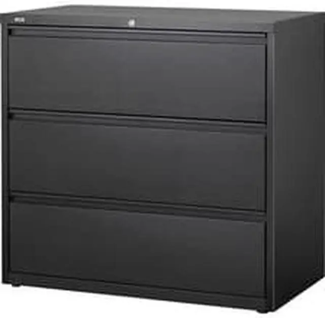 Alt view image 10 of 11 - Lorell 3-Drawer Black Lateral Files - 42" x 18.6" x 40.3" - 3 x Drawer(s) for File - Letter, Legal, A4 - Lateral - Locki