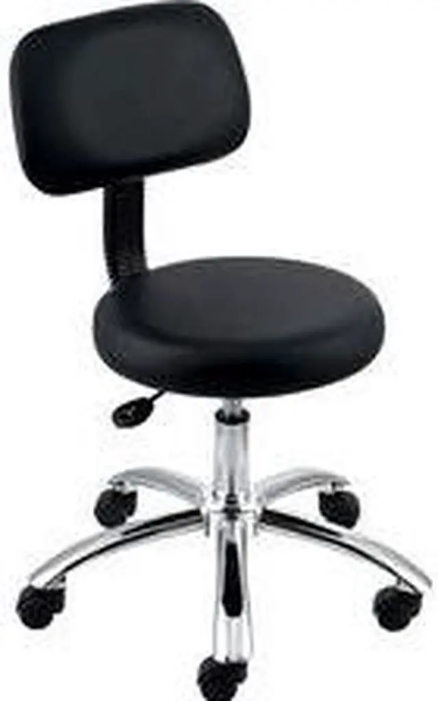 Alt view image 8 of 15 - Lorell Pneumatic Height Stool w/Back 24"x24"x36" Black 69511