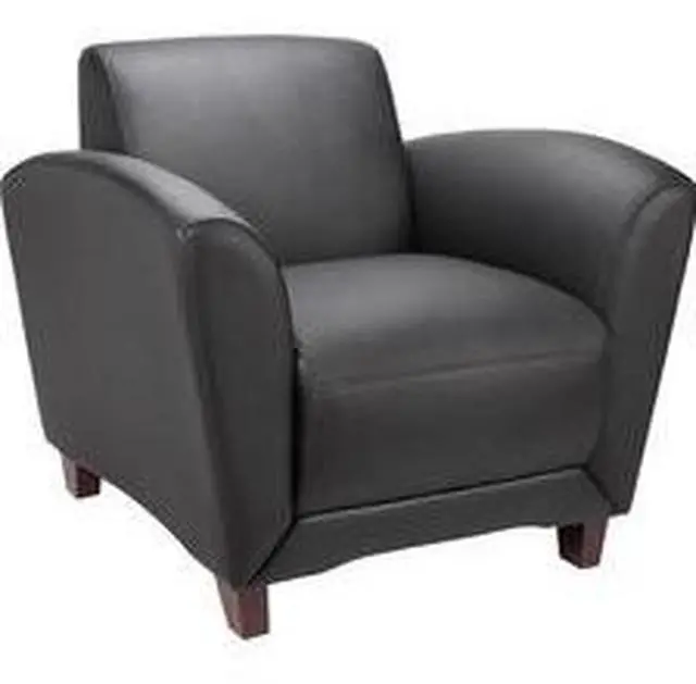Alt view image 5 of 8 - Lorell Reception Chair Bonded 36"x34-1/2"x31-1/4" Black Leather 68952