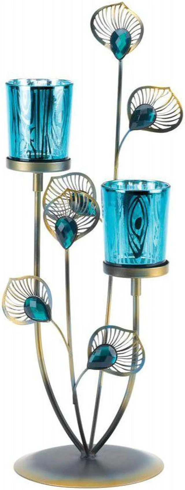 Alt view image 2 of 2 - Gallery of Light Peacock Feathers Candle Holder