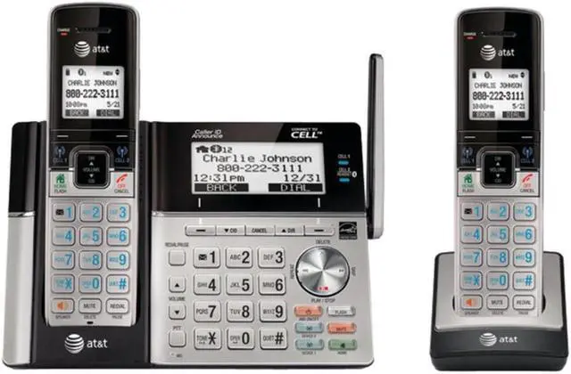 Alt view image 7 of 8 - At&T Connect To Cell Tl96273 Dect 6.0 Cordless Phone - Silver Black
