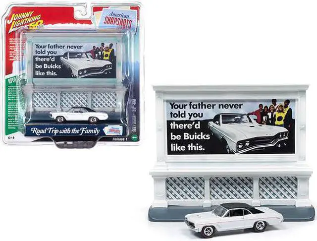Alt view image 5 of 9 - 1967 Buick GS 400 White with "Buick" City Billboard "Johnny Lightning 50th Anniv." 1/64 Diecast Car by Johnny Lightning