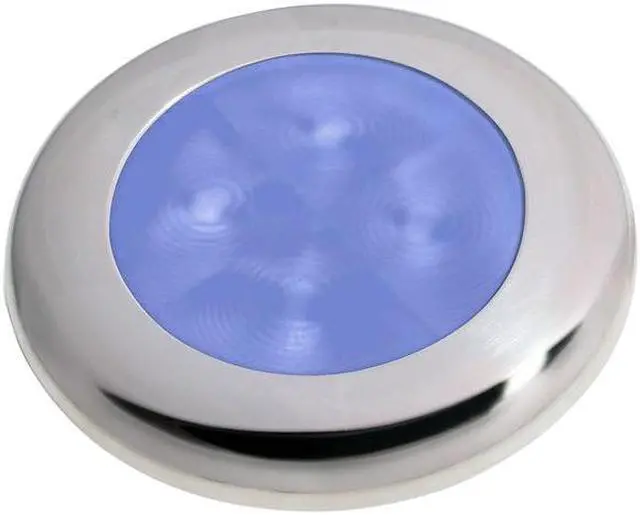 Alt view image 3 of 4 - Hella Marine Polished Stainless Steel Rim Led Courtesy Lamp - Blue
