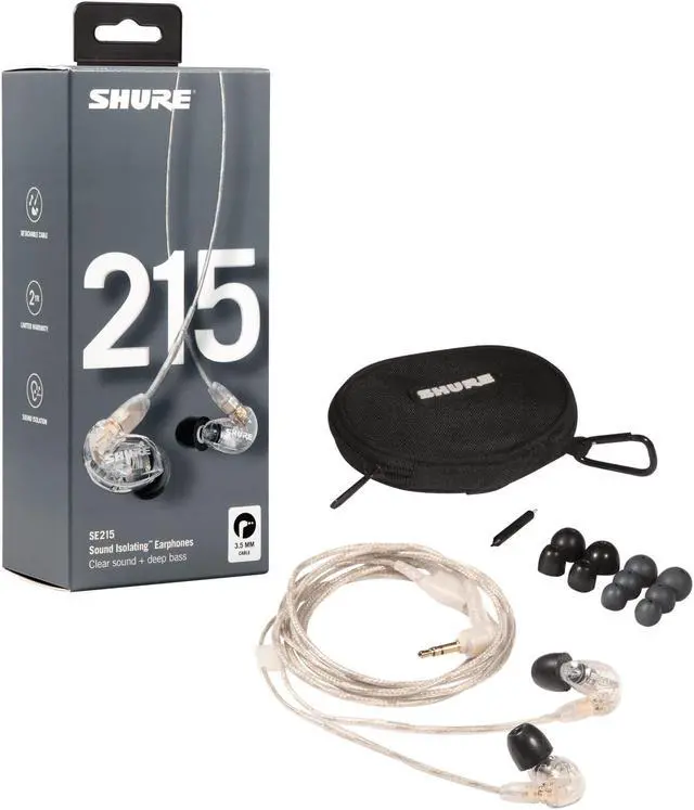 Alt view image 6 of 7 - Shure SE215 PRO Wired Earbuds - Professional Sound Isolating Earphones, Clear Sound & Deep Bass, Single Dynamic MicroDriver, Secure Fit In-Ear Monitor, plus Carrying Case & Fit Kit - Clear