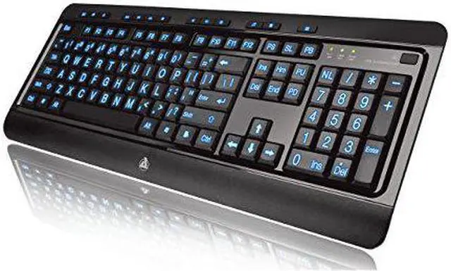 Alt view image 15 of 20 - AZIO KB505U Black USB Wired Standard Large Print 3 Color Backlit Keyboard
