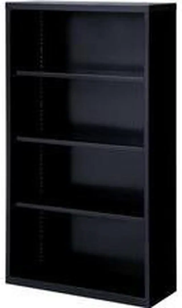 Alt view image 12 of 15 - Lorell Steel Bookcase 4-Shelf 34-1/2"x12-5/8"x60" Black 41288