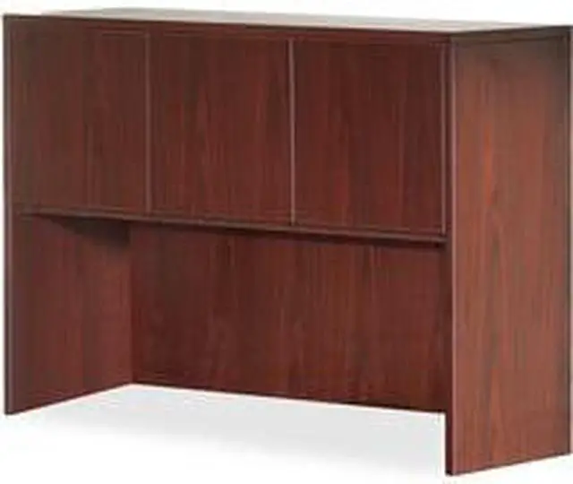 Alt view image 16 of 16 - Lorell Hutch w/Doors 60"x15"x36" Mahogany 69912