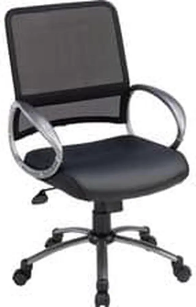 Alt view image 7 of 10 - Lorell Mesh Back Task Chair Leather Seat 25"x25"x42" Black 69518