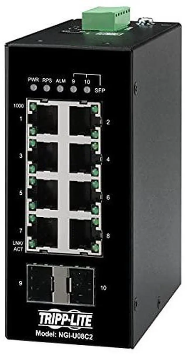 Alt view image 8 of 20 - Tripp Lite Ethernet Switch Unmanaged 8Port Industrial DIN Mount NGIU08C2