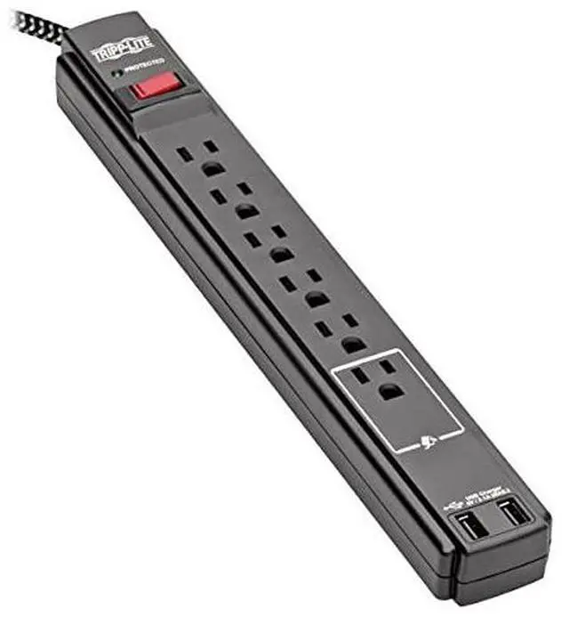 Alt view image 5 of 11 - Safe-IT Surge Protector 6-Outlet 2 USB Ports Antimicrobial 10ft Cord