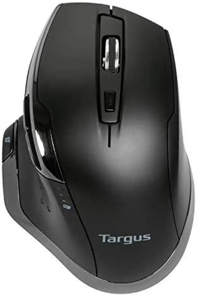 Alt view image 2 of 4 - Targus Antimicrobial Ergo Wireless Mouse - BlueTrace - Wireless - Radio Frequency - 2.40 GHz - Black - USB Type A - 1600 dpi - Scroll Wheel, Thumbwheel - 7 Button(s) - Right-handed Only - AMW584GL