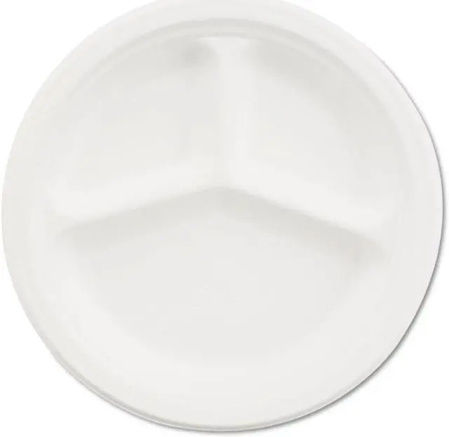 Alt view image 7 of 8 - Huhtamaki Fiber Tableware, Premium Molded, 8-3/4" Plate, 125/Pack, White