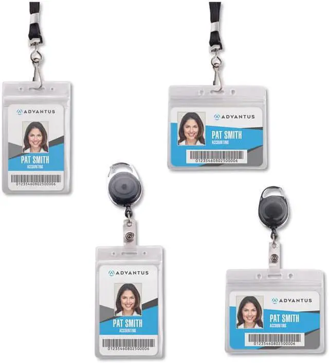 Alt view image 9 of 12 - Advantus ID Holder/Lanyard Combo Pack - Vertical - Vinyl - 20 / Pack - Black/Clear  AVT91131