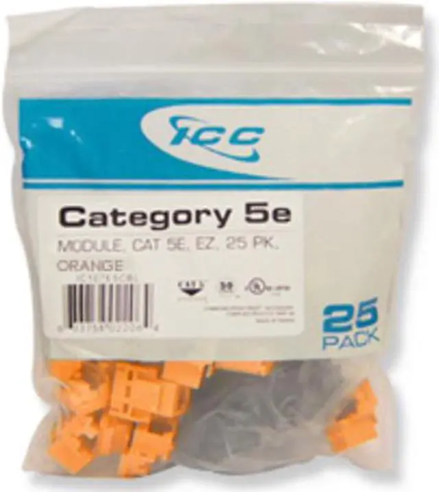 Alt view image 2 of 3 - ICC CAT5JKPK-OR IC107E5COR - 25PK CAT5 JACK - ORANGE