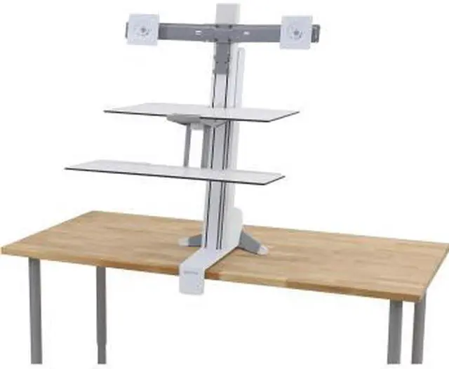 Alt view image 3 of 5 - Ergotron 33-349-211 WorkFit-S, Dual Workstation with Worksurface (white), Standing Desk Attachment - Front Clamp