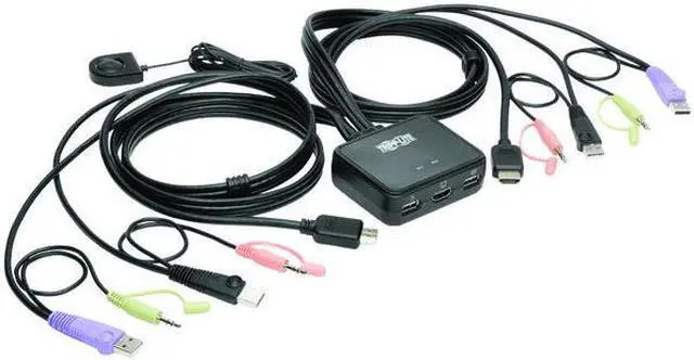 Alt view image 14 of 14 - Tripp Lite 2-Port KVM Switch w/ HDMI USB Audio Cables Peripheral Sharing (B032-HUA2)