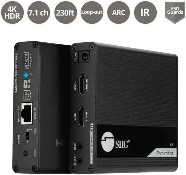 Alt view image 8 of 16 - SIIG AC CEH26L11S1 ipcolor 4K HDMI20 Extender with IR HDR and ARC