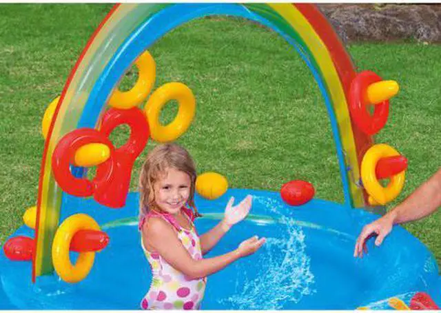 Alt view image 6 of 20 - Intex 9.75 x 6.3 Foot Rainbow Slide Inflatable Pool and Water Slide Ring Center