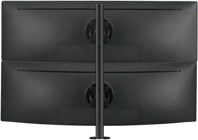 Alt view image 2 of 7 - atdec awms-2-lth75-h-b dual stack heavy monitor desk mount - flat and curved up to 49in - vesa 75x75, 100x100 - tool-free adjustable monitor height, tilt, pan - quick display release, black