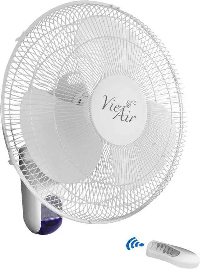 Alt view image 5 of 14 - vie air 16" plastic wall fan with remote control in white