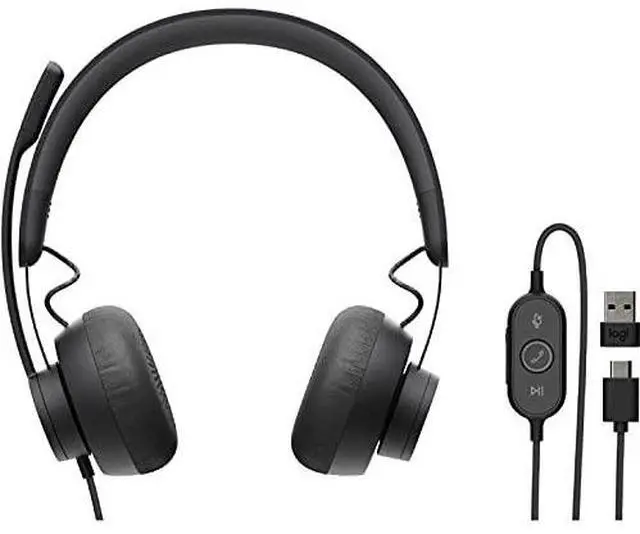 Alt view image 15 of 20 - Logitech Zone 750 Wired On-Ear Headset USB-C Black 981001103
