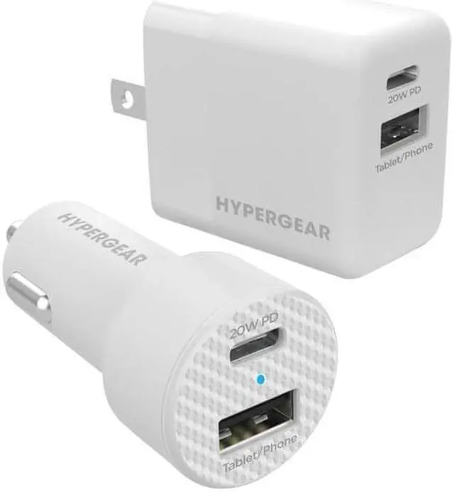 Alt view image 4 of 5 - HyperGear 20W White Dual Port USB-A & USB-C CLA & Wall Charger Bundle Pack