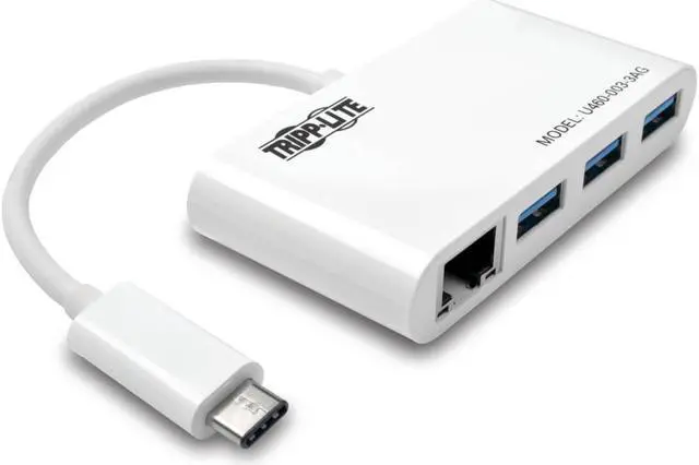Alt view image 20 of 20 - Tripp Lite 3-Port USB-C to USB-A Hub Portable w/ Gigabit Ethernet Port RJ45 (U460-003-3AG)