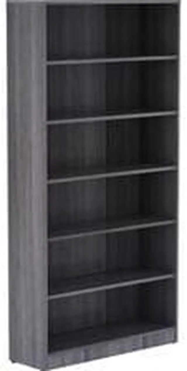 Alt view image 3 of 4 - Lorell Bookcase 6 Shelves 36"x12"x72" Weathered Charcoal 69565