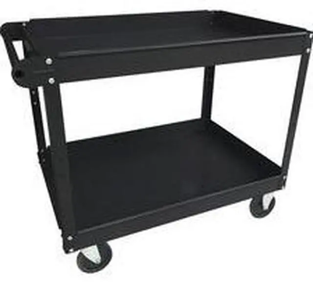 Alt view image 9 of 10 - Lorell Utility Cart 2-Shelf 16"Wx30"Lx32"H Black 59689