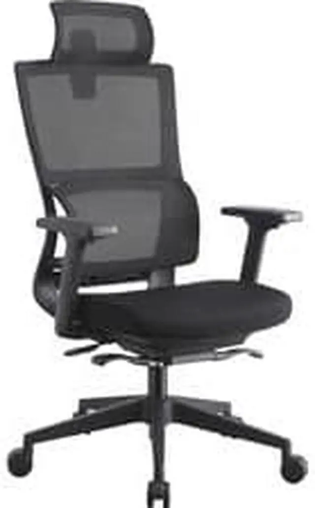 Alt view image 19 of 19 - Lorell High Back Mesh Chair w/ Headrest - Black Seat - Black Back - 5-star Base - 28.5" Length x 28.5" Width x 51" Height