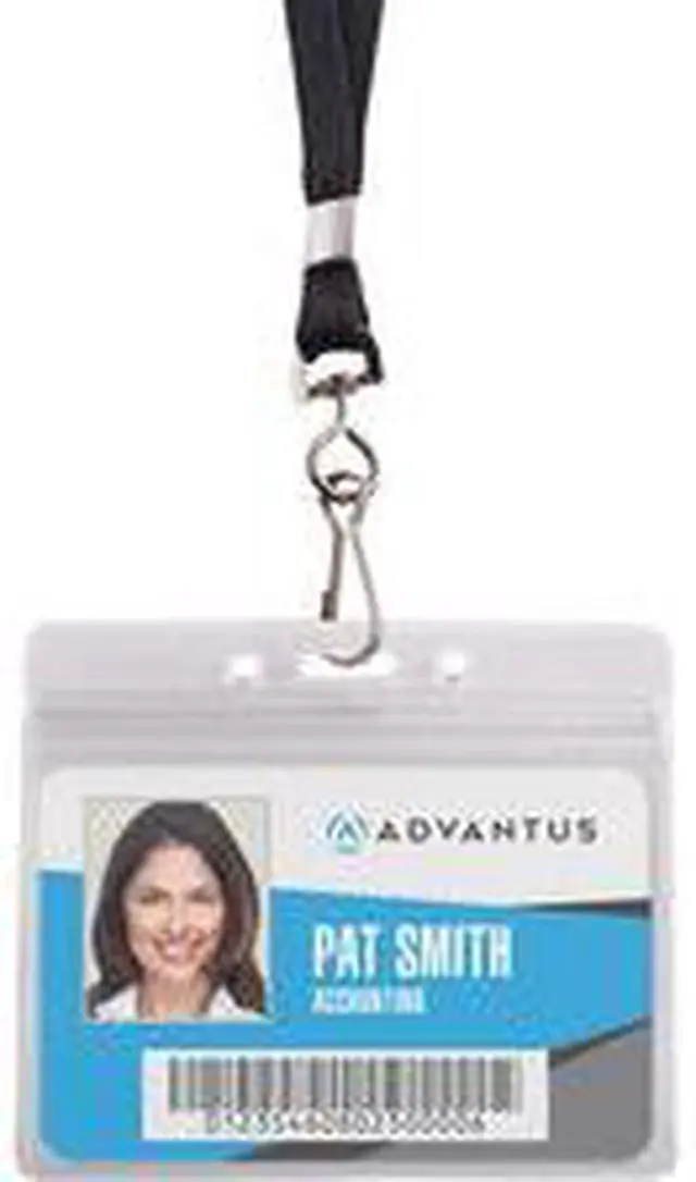 Alt view image 14 of 14 - Advantus ID Holder/Lanyard Combo Pack - Horizontal - Vinyl - 20 / Pack - Black/Clear  AVT91132