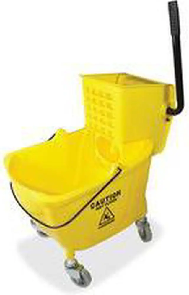 Alt view image 9 of 11 - Genuine Joe Bucket/Wringer Combo Sidepress 16"x14"x21" Yellow 02347