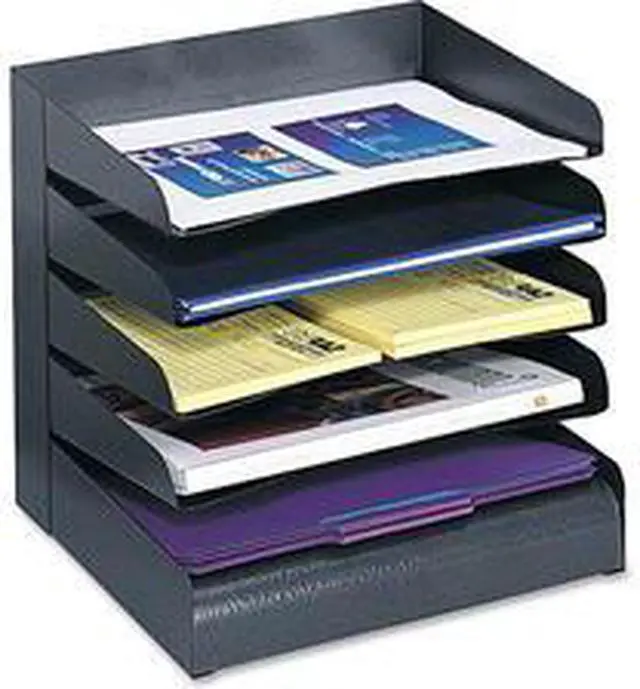 Alt view image 2 of 3 - Safco Products Company SAF3127BL Steel Desk Tray Sorter- 5-Tier- Letter-Size- Black