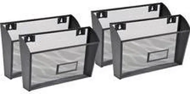Alt view image 3 of 3 - Lorell Wall Pockets Ltr 12-5/8"x4-3/4"x6-5/8" 4/CT Black Mesh 84144CT