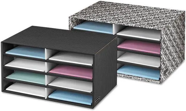 Alt view image 11 of 11 - Decorative Sorter, 8 Letter Sections, 19 1/2 X 12 3/8 X 10 1/4, Bk/gy Pinstripe