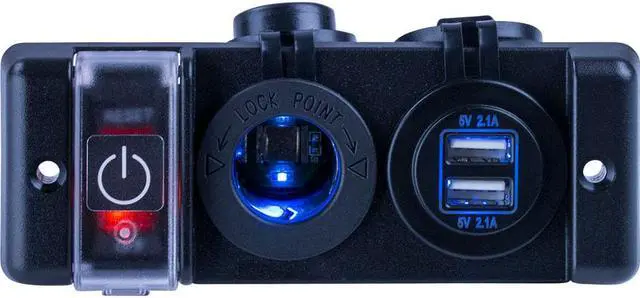 Alt view image 4 of 4 - Sea-Dog Double USB & Power Socket Panel w/Breaker Switch