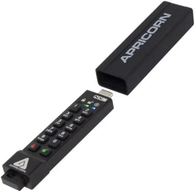 Alt view image 3 of 20 - apricorn 128gb aegis secure key 3 nxc 256-bit hardware-encrypted usb 3.2 type c flash drive, fips 140-3 level 3 validation pending (ask3-nxc-128gb)