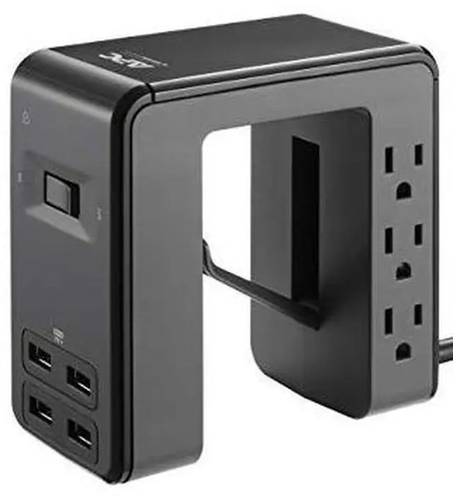 Alt view image 13 of 15 - APC U-Shaped Surge Protector 6-Outlets 1080 Joule Surge Protection with 4 USB Charger Ports (PE6U4)