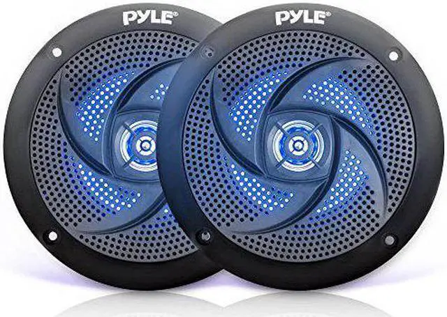 Alt view image 11 of 11 - Pyle Marine Speakers - 4 Inch 2 Way Waterproof and Weather Resistant Outdoor Audio Stereo Sound System with LED Lights, 100 Watt Power and Low Profile Slim Style - 1 Pair PLMRS43BL (Black)