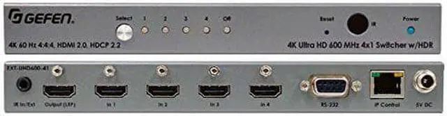 Alt view image 6 of 9 - Gefen EXT-UHD600-41 4K Ultra Hd 600 Mhz 4X1 Switch