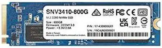 Alt view image 6 of 8 - Synology SNV3410 M.2 2280 800GB PCI-Express 3.0 x4 Internal Solid State Drive (SSD) SNV3410-800G