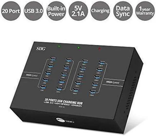 Alt view image 11 of 12 - Siig 20-Port Industrial Usb 3.0 Hub With Charging