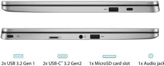 Alt view image 15 of 20 - ASUS C424MA 14 4GB, 64GB Chromebook; 14" Full HD, Intel Celeron N4020, 4GB RAM, 64GB eMMC, Silver, Chrome OS, C424MA-WH44F